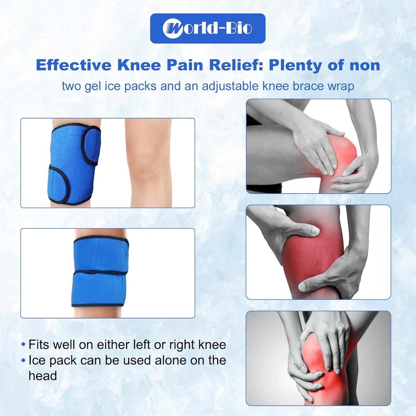 Knee Ice Pack for for Injury, Reusable Hot Cold Ice Gel Pack for Swelling, Muscle Soreness, Joint Pain, Flexible Knee Ice Pack Wrap Cold Compress for Replacement Surgery, Sprains, Arthritis
