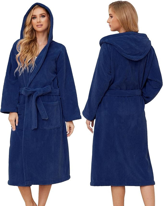 Hooded Bathrobes for Women, Soft Long Towel Robes for Women - Quick Dry yet Warm