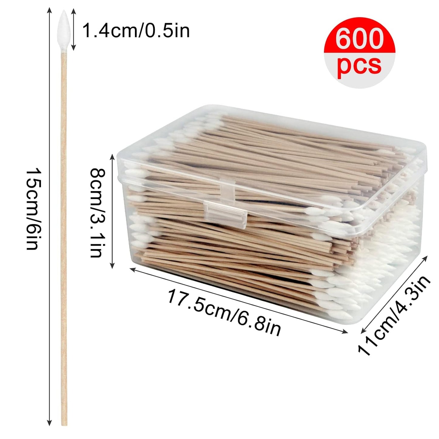 Eyxformula 600 Pcs 6 Inch Gun Cleaning Swabs Lint Free, Pointed Tip Long Cotton Swabs with Sturdy Bamboo Sticks, Ideal for Precision Cleaning Firearms, Tight Space, Electronics, Crafts, Detailing