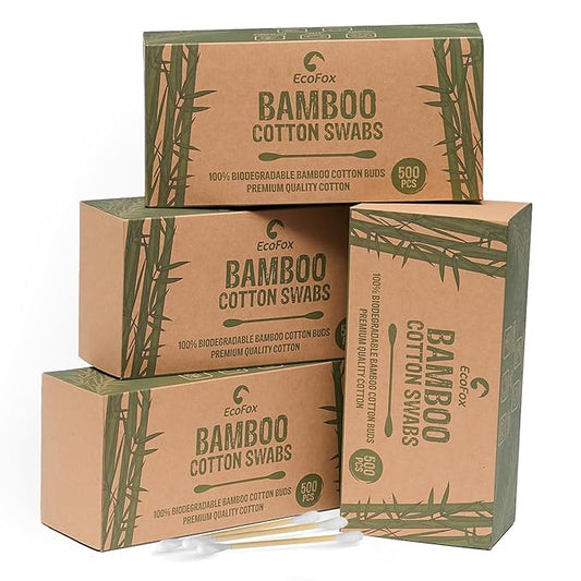 Bamboo Cotton Swabs 2000 Count | Eco-Friendly & Pure Cotton Buds | Double Tipped Sticks | 100% Plant-Based & Natural | Perfect for Makeup & Nail Applications, Arts & Crafts, Removing Dust & Dirt…