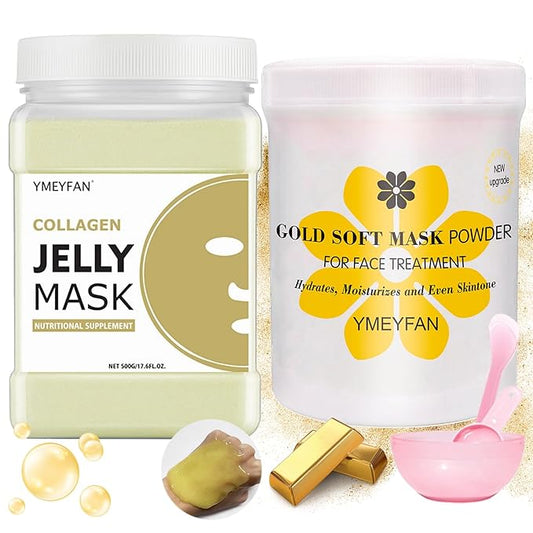 Jelly Mask for Facials Professional - Upgrade 24K Gold & Collagen Peel Off Face Masks Skincare for Hydrating Moisturize Firming Anti-Aging, Jelly Facial Mask for Spa Day(17.6oz/Jar)