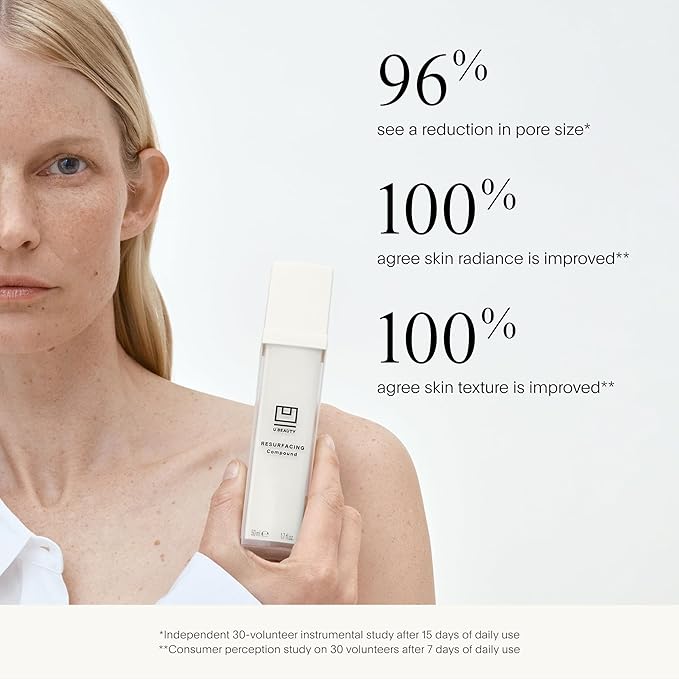 U Beauty Resurfacing Compound Serum - Renew & Illuminate Face Serum - Advanced 8-in-1 Formula with Vitamin C, Retinol, Hyaluronic Acid, & Peptides - Targets Fine Lines, Pores- 1.0 fl.oz