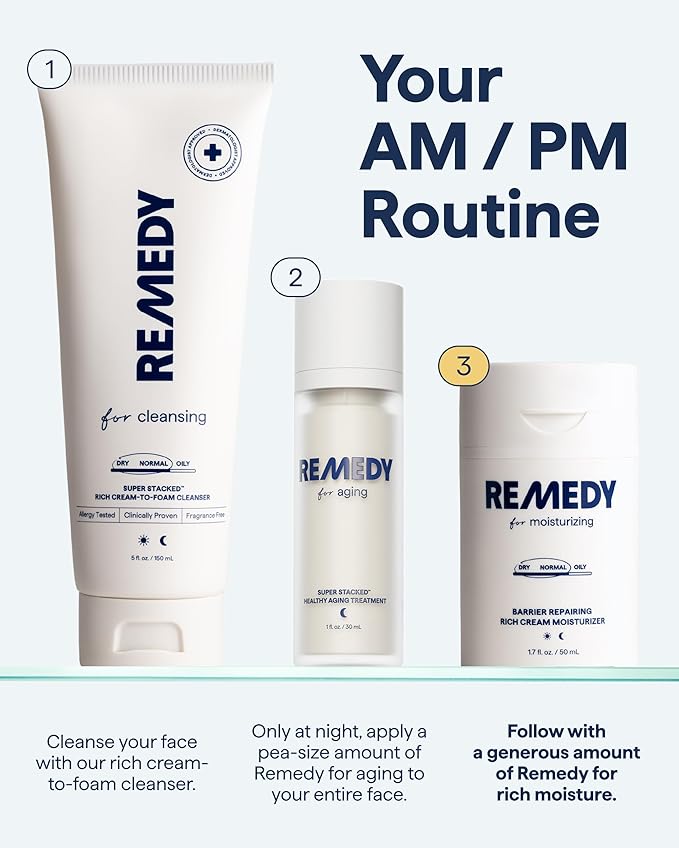 Remedy Rich Cream Barrier Repairing Facial Moisturizer - Remedy for Rich Moisture - For Normal to Dry Skin - Quadruple Ceramides, Peptides, Squalane, Glycerin- By Dermatologist Dr. Shah, 1.7 fl. oz