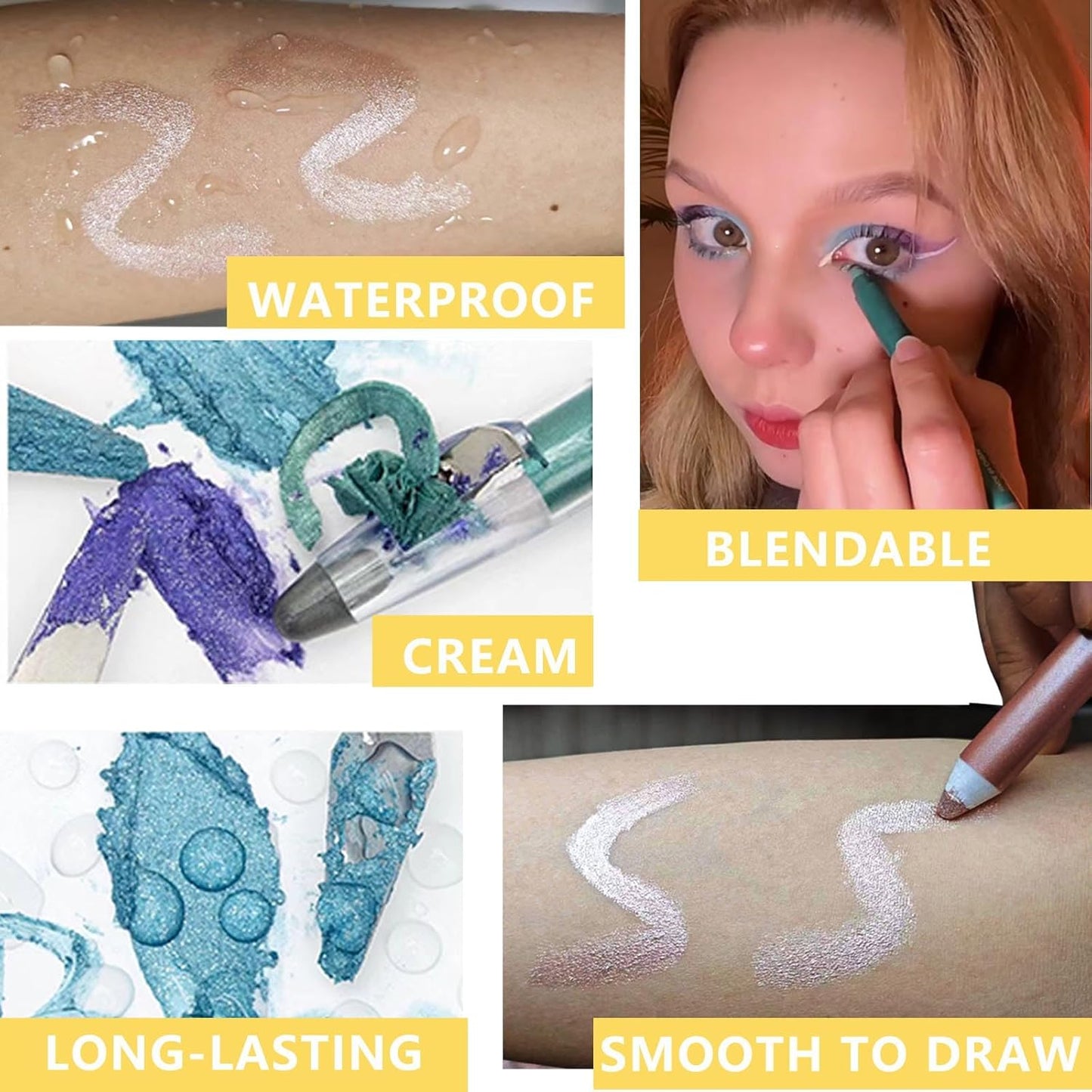 Eyeshadow Stick, Blendable Creamy eyeshadow Eye Brightener Stick, Waterproof Eyeshadow Pencil Long Lasting Crayon, Smooth Shimmer Eye Shadow Highlighter Eye Liner Makeup.#9 Green Grass Shimmer