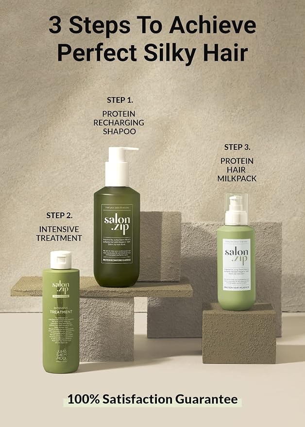 JUNG SAEM MOOL OFFICIAL Salon.ZIP Protein Hair Treatment Pack - 6.8 fl oz (200 ml) | Korean Beauty | Hair Essence Cream for Damaged Hair