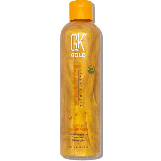 GK HAIR Global Keratin Gold Shampoo (8.5 Fl Oz/250ml) Hair Moisturizing Shine and Protection With Argan Oil, Shea Butter, Natural Oils All Hair Types