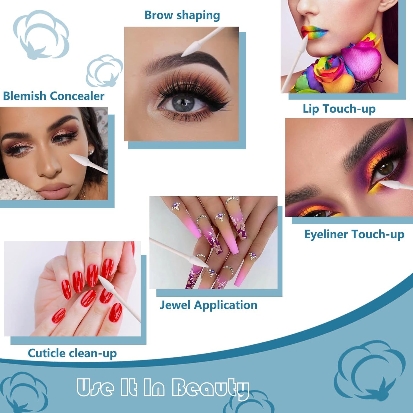 Precision Tip Cotton Swabs/Double Pointed Cotton Buds for Makeup 1000pcs