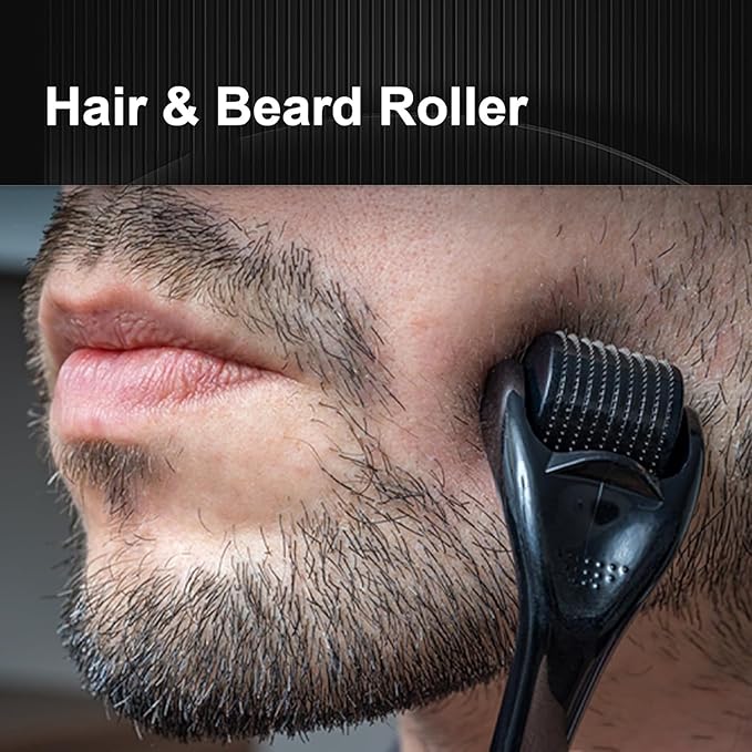 Micro Needling Roller Beard Roller 540 Stainless Steel Micro Needling Roller for Hair Body Home Use (Black)