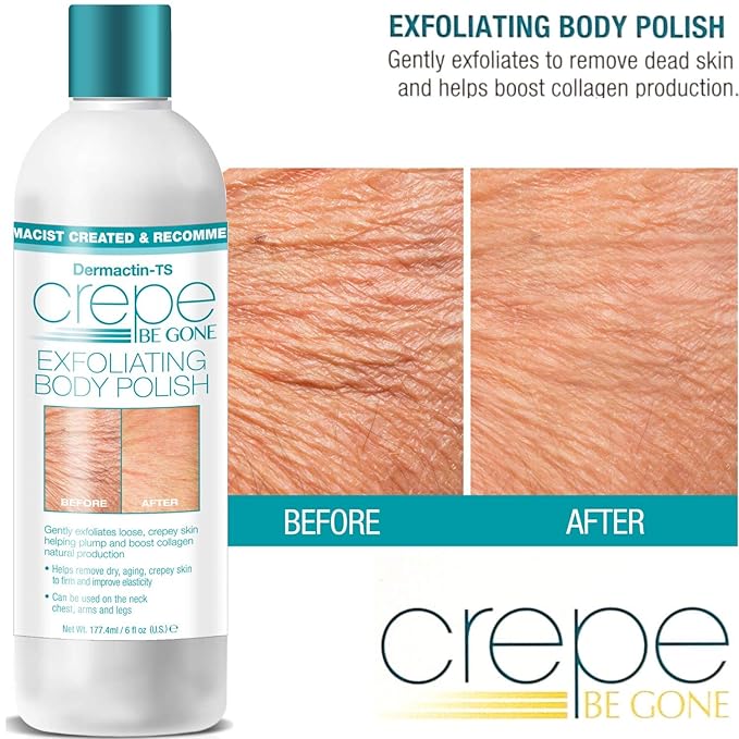 Dermactin-TS Crepe Be Gone Firming & Smoothing Skin Regimen 4-PC Set - Includes Skin Firming Neck Cream, Hydrating Skin Firming Soufle, Exfoliating Body Polish & Collagen Chin Mask