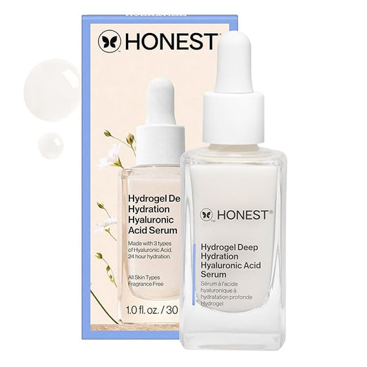 Honest Beauty Hydrogel Deep Hydration Hyaluronic Acid Serum, Moisturizes Plumps, Hypoallergenic, Fragrance-Free, Vegan, Gentle for Sensitive Skin, 1 fl oz