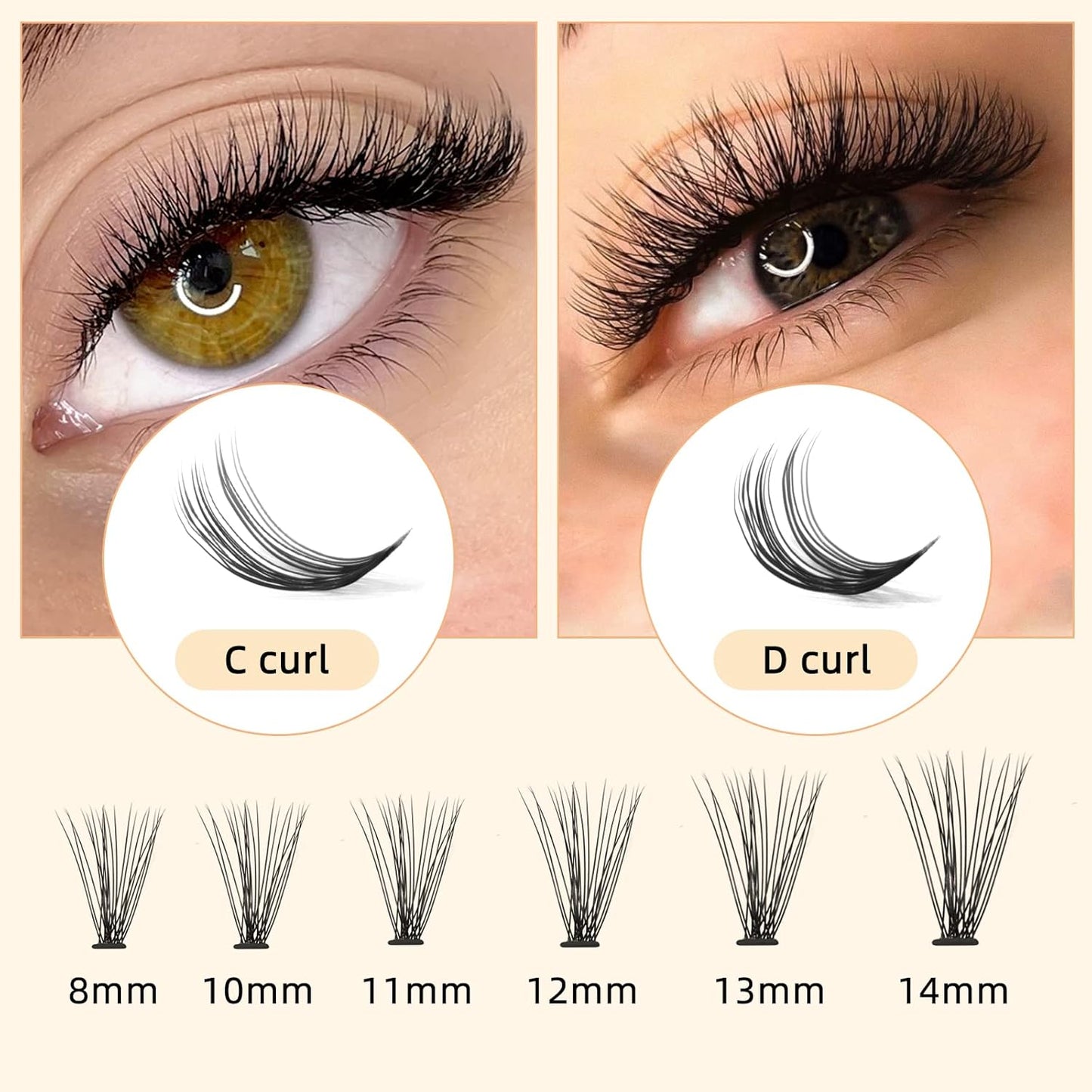QUEWEL Cluster Lashes 240Pcs Individual Lashes 20D 0.07D Curl 13mm Knot-Free Lash Extensions Clusters Lashes Soft&Natural False Eyelashes Individual DIY Eyelash Extension at Home(20D 0.07D 13)