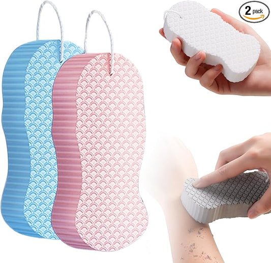 Magic Exfoliating Bath Sponge, 2025 New Super Soft Exfoliating Bath Sponge, 3D Magic Exfoliating Body Scrubber, Shower Sponges for Body Removes Dead Skin (Pink Blue)