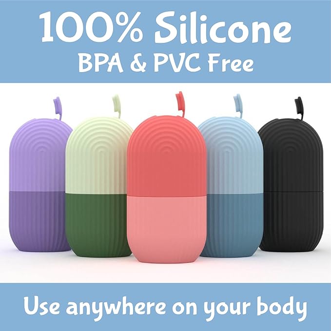 Ice Face Roller - Perfectly shaped for Face, Body, and Under Eyes - Ice Mold for Face Easy Handheld Design - Food-Grade Silicone material - Pamper Yourself with Ice - Facial Beauty Ice Roller (Blue)