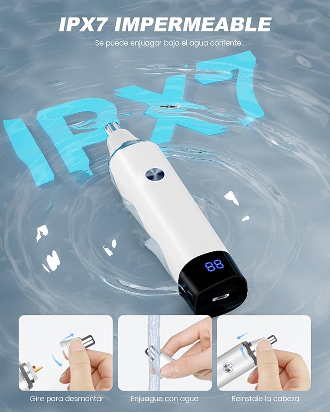 Ear & Nose Hair Trimmer with LED Display for Men Women,Painless USB Rechargeable Eyebrow & Facial & Nose Hair Trimmer Clipper,Professional IPX7 Waterproof Dual Edge Blades 12500 RPM