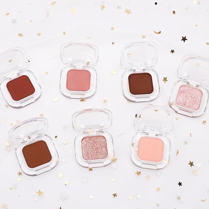 Erinde Champagne Rose Gold Single Eyeshadow Palette, Shimmer Cream Eye Shadow for Women, Blendable Long-Lasting Waterproof Eye Makeup Palette, High Pigment Powder Sombra De Ojos, 03 Rosy Champagne