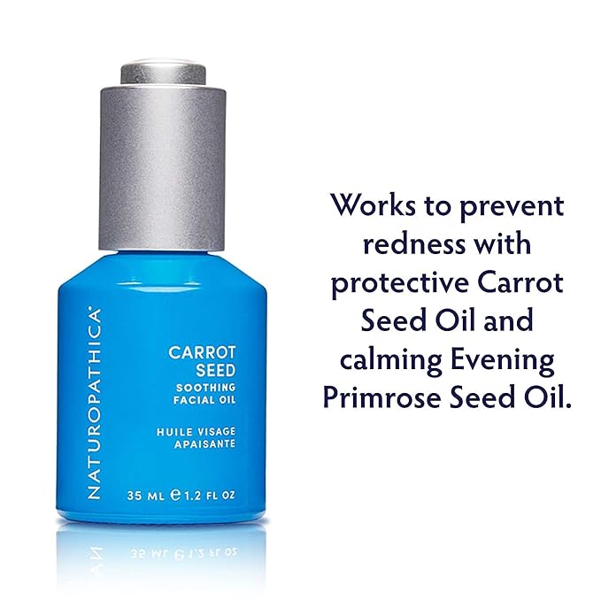 Naturopathica Carrot Seed Soothing Facial Oil, Rejuvenating Face Oil to Help Prevent Redness & Protect Skin, Hydrating Antioxidant Oil for Face, 1.18 fl oz