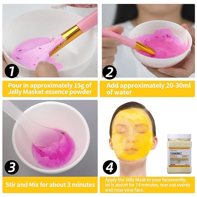 Lavender + Chamomile Patel Jelly Mask, Facial Skin Care- Collagen Peel-Off Jelly Mask Set For Facials, Face Mask For Instant Hydration, Vegan Peel Off Face Mask, For Anti-Aging