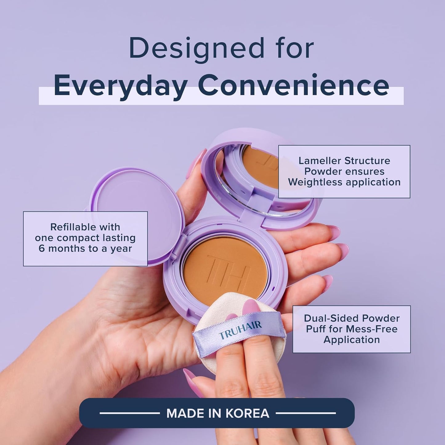 TRUHAIR Root & Scalp Cover Up Refill, Waterproof Pressed Powder for Gray Coverage, Bald Spots & Thinning Hair, Root Touch Up Color, 0.35 oz (Light Brown)