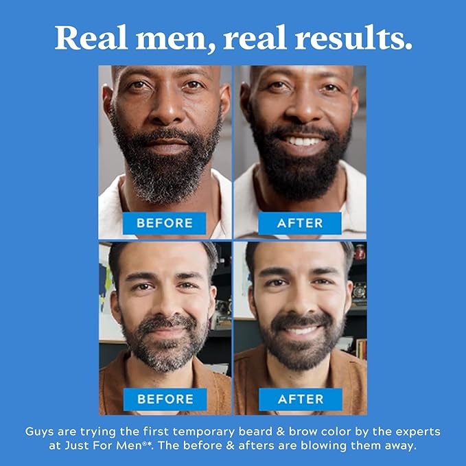 Just for Men 1-Day Beard & Brow Color, Temporary Color for Beard and Eyebrows, For a Fuller, Well-Defined Look, Up to 30 Applications, Medium Brown, Ships in Eco-Friendly Packaging (Pack of 3)