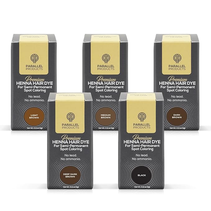 Parallel Products Spot Color Henna Kit - Henna Hair Dye - 3 grams - Tint for Professional Spot Coloring - With Mixing Dish - Covers Grey Hair - Root Touch Up (Light Brown)