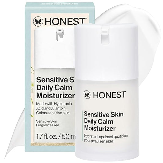 Honest Beauty Sensitive Skin Daily Calm Lightweight Moisturizer, Reduces Redness, Hydrates, Hypoallergenic, Fragrance-Free Vegan, 1.7 fl oz