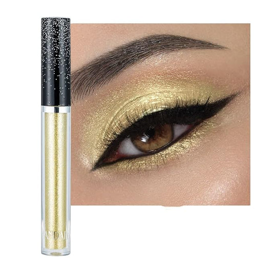 Liquid Glitter Eyeshadow Shining Eye Shadow Makeup Shimmer Long Lasting Quick-Drying (Gold)