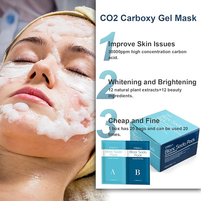 Elitzia CO2 Carboxy Gel Mask 1 box 20 bags Facial Care Skin Beauty ET1719 (Blue)