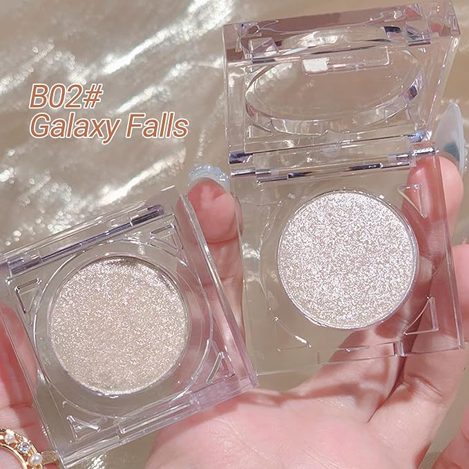 Erinde Glitter Shimmer Sparkle Eye Shadow Palette Makeup, Pearl White Silver Glitter Shimmer Metallic Holographic Iridescent Cream Iridescent Single Monochrome Eyeshadow Makeup, 02 Galaxy Falls