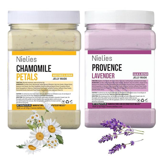 Lavender + Chamomile Patel Jelly Mask, Facial Skin Care- Collagen Peel-Off Jelly Mask Set For Facials, Face Mask For Instant Hydration, Vegan Peel Off Face Mask, For Anti-Aging