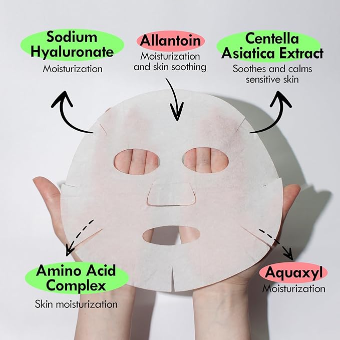 Skin Toning Hydrating Face Masks | Easy Pull-Out Korean Sheet Masks with Amino Acids | Moisturizing & Revitalizing Beauty Face Mask Korean Skin Care (30 sheets, 12.34 oz)