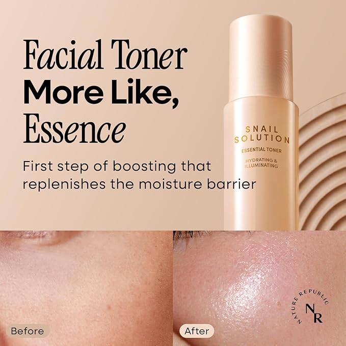 Nature Republic Snail Mucin Line Skincare Set (Toner & Emulsion & Cream)- Korean Skincare, Hydrating & Repair with Niacinamide, Face Moisturizer, Moisturizing Skin Care, Glowy Skin