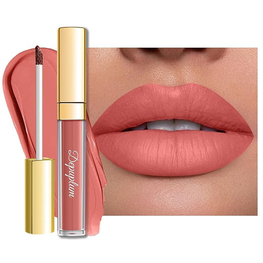 Nude Red Lipstick Matte for Women SuperStay Long Lasting Lipstick Smudgeproof Transferproof Pink Liquid Lipsticks Cruelty Free Lip Makeup,DM32 BareNude