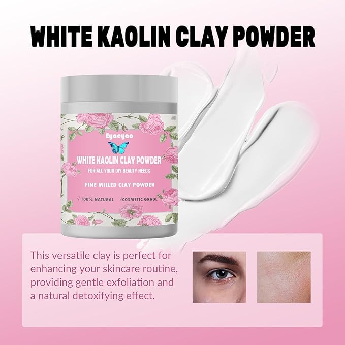 Kaolin Clay Powder, Natural White Powdered Clay for Seed Bombs, White Clay Mask, DIY Spa, Soap, Bath Bomb, Deodorant, Can be Used as Kaolin Clay for Gardening (8 Ounces)