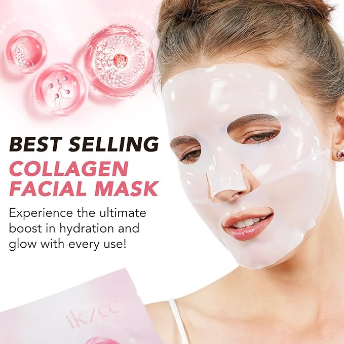 Collagen Face Mask - Collagen Real Deep Mask - Deep Collagen Overnight Mask for elasticity, firming, and moisturizing - 4 Packs