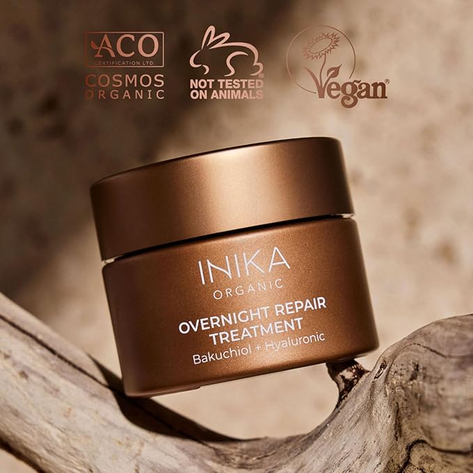 INIKA Organic Overnight Repair Treatment | Collagen Boosting, Skin Plumping and Deep Hydration face mask
