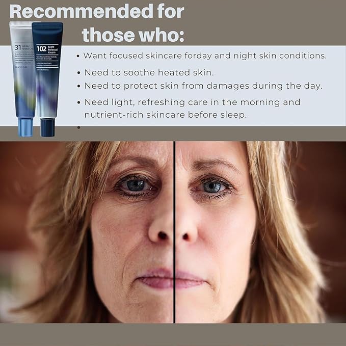 FAGOBYX 31 All-Day Shield Cream & 102 Night Renewal Cream,All-day & Night 2 Pcs Cream For Face,Intensive Skin Care,Centella Asiatica And Niacinamide,All Skin Types