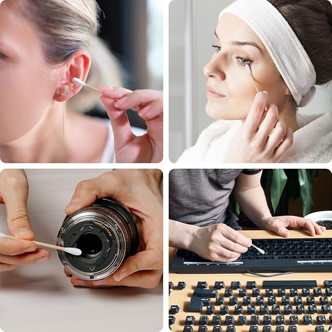 Eyxformula 1000 Count Organic Cotton Swabs, FSC Certified, Biodegradable, Double-Tips - Stronger Bamboo Sticks & Extra Cotton Buds for Ear Cleaning, Makeup, Beauty, Personal Hygiene, First Aid, Crafts