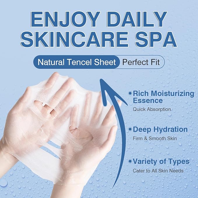 Face Masks Skincare, 6 Pack Snail Serum Sheet Masks - Hydrating & Smoothing, Moisturizing & Nourishing for All Skin Types