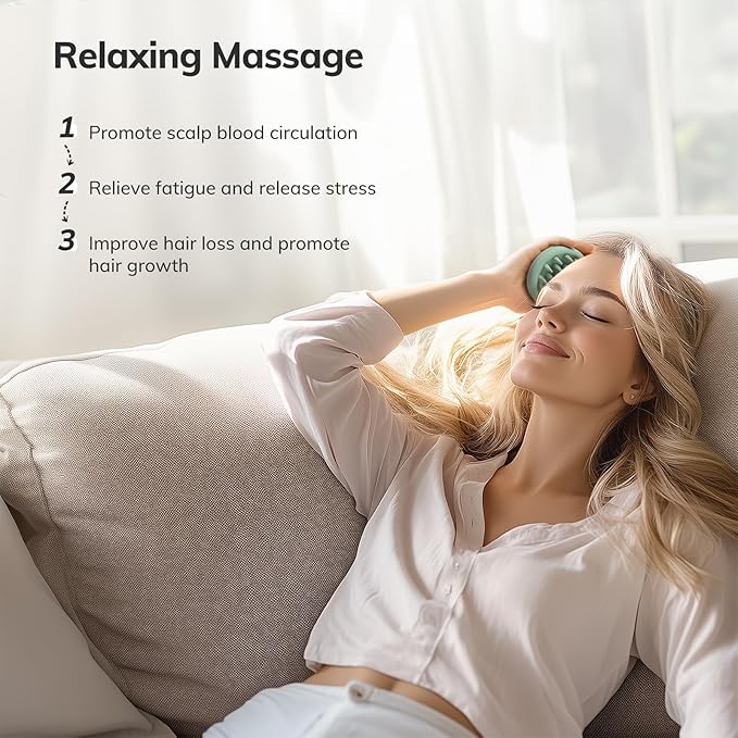 Sndyi Silicone Scalp Massager Shampoo Brush, Hair Scrubber with Soft Silicone Bristles, Scalp Scrubber/Exfoliator for Dandruff Removal, Wet Dry Scalp Brush for Hair Growth & Scalp Care