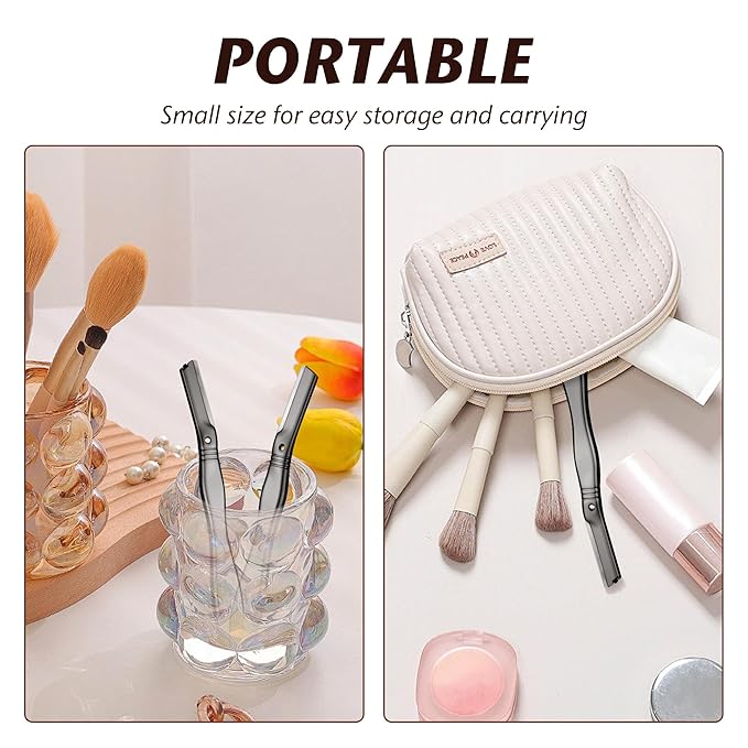 Eyebrow Razor, Dermaplaning Tool for Face, Face Razors for Women, Dermaplane Razor, Hair Removal and Exfoliation, Facial Razor, Face Shaver for Women&Men, 6 Blade Refills with Blade Cover (Black)