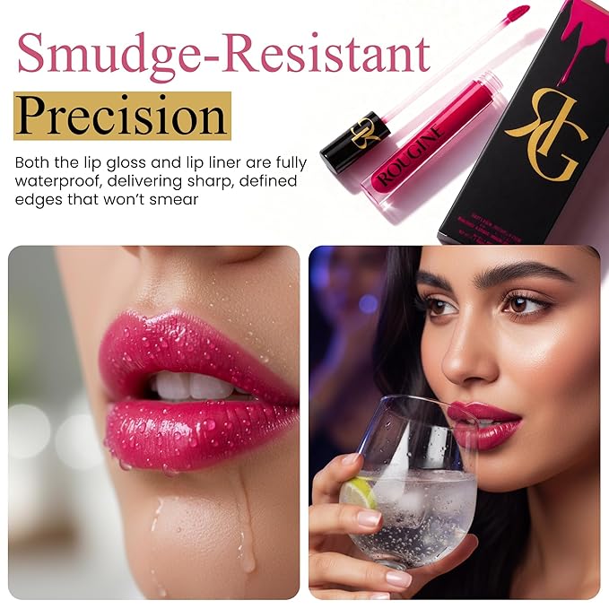 Liquid Lipstick & Lip Liner Set for Women – Smooth Matte French Kiss Shade, Long-Lasting Waterproof Lipstick, Smudge-Resistant Lip Makeup, Soft Glide Liner – Vitamin E & Shea Butter