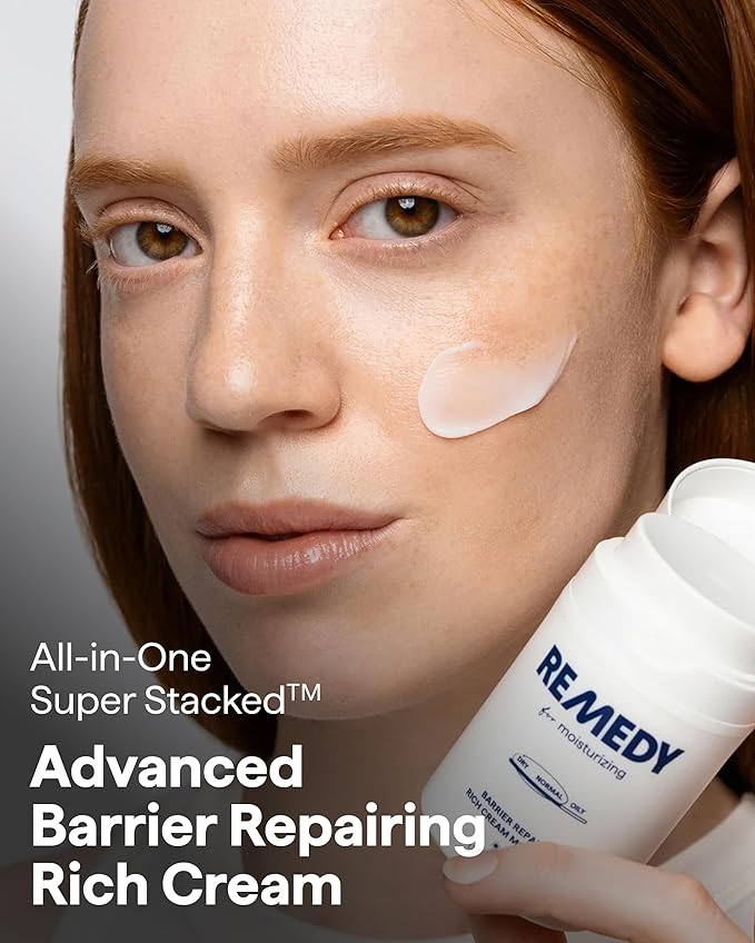 Remedy Rich Cream Barrier Repairing Facial Moisturizer - Remedy for Rich Moisture - For Normal to Dry Skin - Quadruple Ceramides, Peptides, Squalane, Glycerin- By Dermatologist Dr. Shah, 1.7 fl. oz