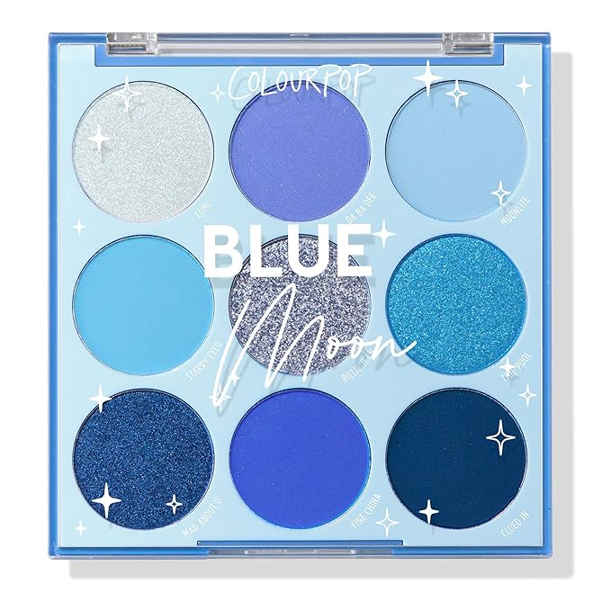 ColourPop Blue Moon Eyeshadow Palette - Monochromatic Blue Shadow Palette with Matte, Metallic and Duochrome Finishes - High-Pigment Eye Makeup with a Long-Wearing Formula (0.3 oz)