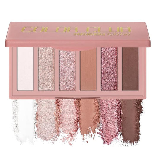 6 Colors Mini Naked Eyeshadow Makeup Palette Blush-colored Neutral Tone Eye Shadow Matte & Shimmer Nude Make Up Pallet with Mirror Blendable Highly Pigmented Travel Size Gift Kit 03