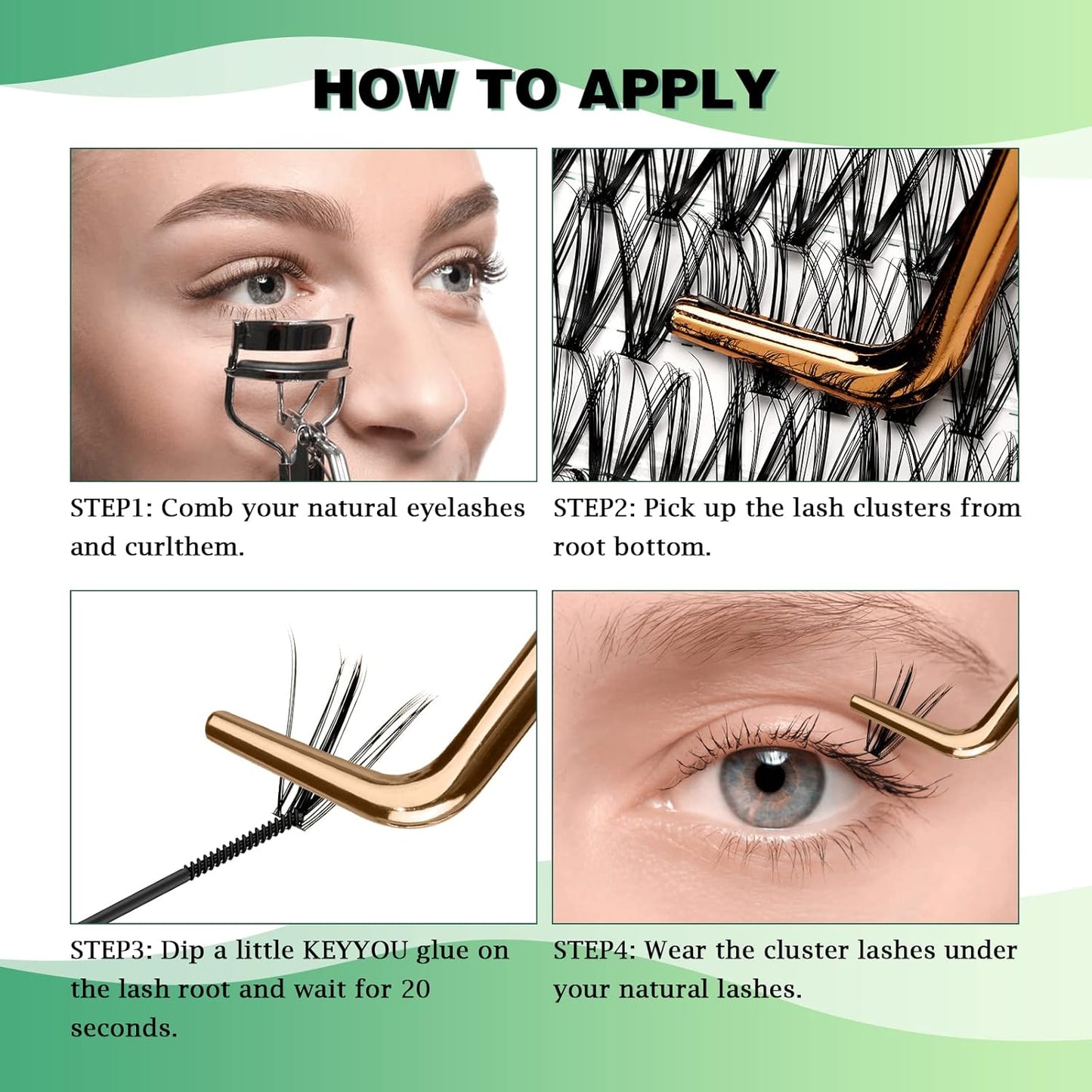 Lash Clusters 300pcs Individual Lashes 30D 0.07D Curl 9-18MIX DIY Eyelash Extension KEYYOU Large Tray Volume Soft&Natural Cluster Lashes(30D-0.07D,9-18MIX）