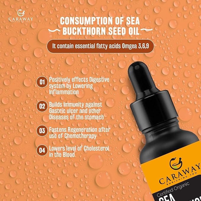 CARAWAY Sea Buckthorn Seed Oil – 1 Fl Oz | Sea Buckthorn Oil for Face | Super Critical Extract of Himalayan Sea Buckthorn Seeds
