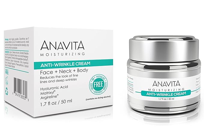 Anavita Moisturizing Anti Wrinkle Anti Aging Cream W/Peptide & Hyaluronic Acid - Day Night - Facial Fine Lines Wrinkles Elasticity Skin Tone - Face Neck Decollete Moisturizer for Women Men 1.7 fl oz