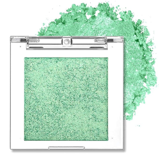 Erinde Glitter Shimmer Sparkle Eyeshadow Palette, Green Glitter Sparkle Eye Shadow Makeup, Single Monochrome Long-Lasting Eye Makeup, Smooth Formula, Vegan & Cruelty-Free, C06 Summer Sparkle