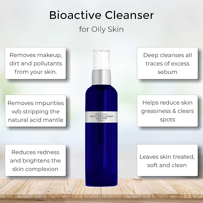 Bioactive Facial Cleanser for Oily Skin, Face Wash Provides a Gentle Deep Clean and Eliminates Excess Oil (4.5 fl oz)