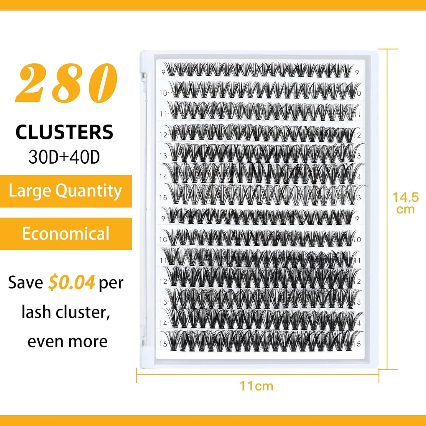 B&Qaugen Lash Clusters 30D+40D-C-12-18MIX Individual Lashes 280 Clusters False Eyelash 9-16MIX DIY Eyelash Extensions at Home (30D+40D,C-12-18MIX)
